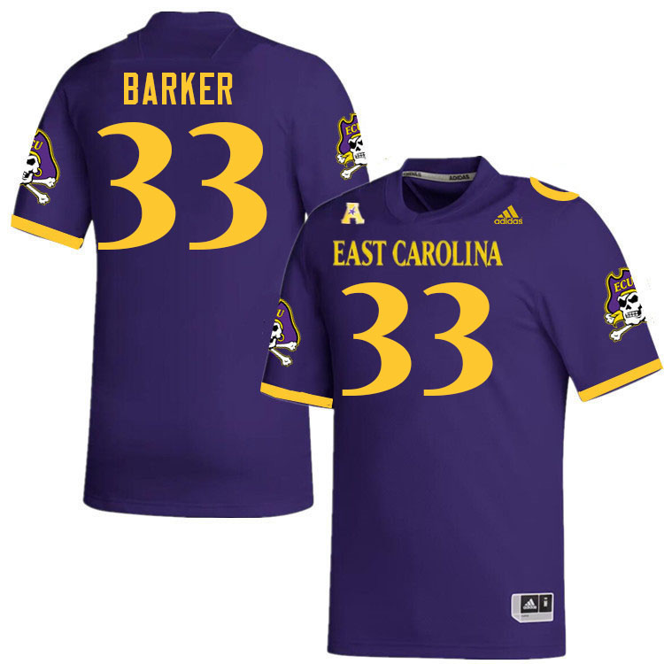Men #33 Zakye Barker ECU Pirates 2023 College Football Jerseys Stitched-Purple